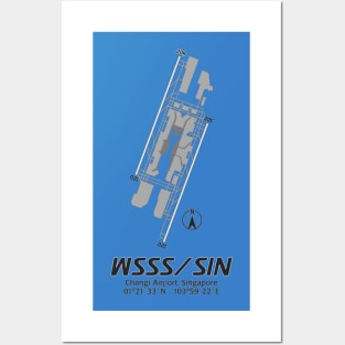 Airport Map Series - WSSS/SIN (Changi Airport, Singapore) Posters and Art